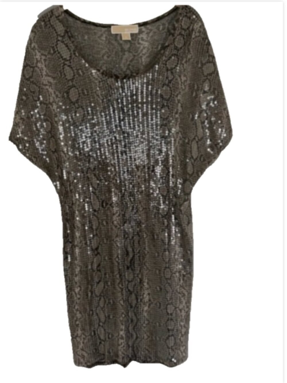 Michael Kors Sequin Snake Print Dress Brown Python Dolman Shift Tunic Small